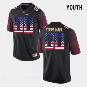 Youth Florida State #00 Custom Black US Flag Fashion College Jerseys 427479-335