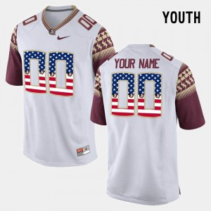 Youth FSU Seminoles #00 Custom White US Flag Fashion Stitched Jerseys 890058-433