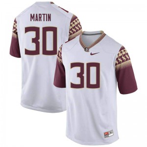 Men Florida State Seminoles #30 Tommy Martin White Embroidery Jersey 817090-703