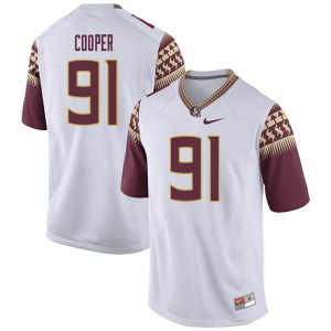Men Florida State #91 Robert Cooper White Embroidery Jersey 124044-262