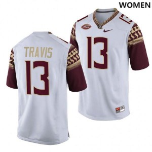 Women's FSU #13 Jordan Travis White College Football Jerseys 962587-398