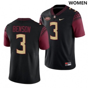 Womens Florida State #3 Trey Benson Black NCAA Jerseys 573186-773