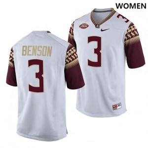 Women Florida State Seminoles #3 Trey Benson White Alumni Jersey 748980-731