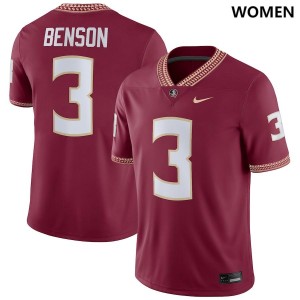 Women's Florida State Seminoles #3 Trey Benson Garnet Nike NIL Football Jersey 808579-740