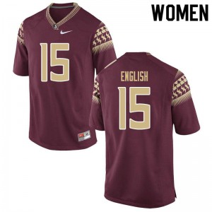 Womens Seminoles #15 Gino English Garnet Embroidery Jerseys 776242-655
