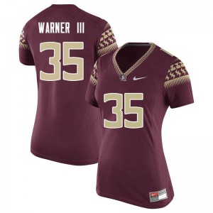 Women Florida State #35 Leonard Warner III Garnet Stitched Jerseys 566360-540