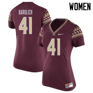 Womens Florida State Seminoles #41 Michael Barulich Garnet Player Jersey 858303-876