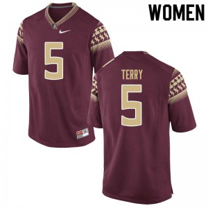 Women FSU Seminoles #5 Tamorrion Terry Garnet Embroidery Jersey 868399-507
