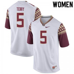 Women's Florida State #5 Tamorrion Terry White Embroidery Jerseys 266780-915