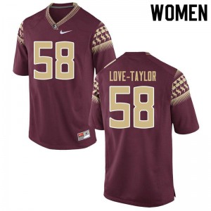 Women Seminoles #58 Devontay Love-Taylor Garnet Embroidery Jerseys 963284-380