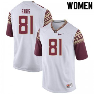 Women's Florida State #81 Caleb Faris White Embroidery Jersey 676660-451