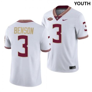Youth FSU Seminoles #3 Trey Benson White Nike NIL College Football Jersey 379337-839