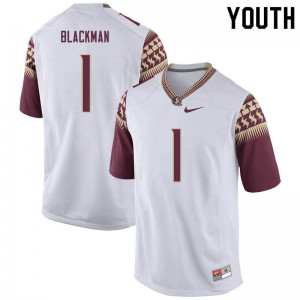 Youth FSU Seminoles #1 James Blackman White Football Jersey 570616-157