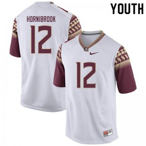 Youth FSU #12 Alex Hornibrook White Embroidery Jersey 110823-670