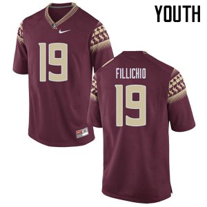 Youth Seminoles #19 Beau Fillichio Garnet Embroidery Jersey 981026-597