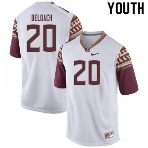 Youth FSU Seminoles #20 Kalen Deloach White NCAA Jerseys 962717-140