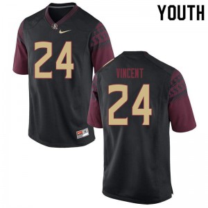 Youth Seminoles #24 Cedric Vincent Black Football Jerseys 617076-224