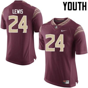 Youth Seminoles #24 Marcus Lewis Garnet Official Jersey 871347-863