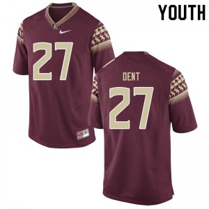 Youth Florida State #27 Akeem Dent Garnet Embroidery Jersey 850146-218