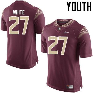Youth Seminoles #27 Marquez White Garnet Football Jerseys 743211-923