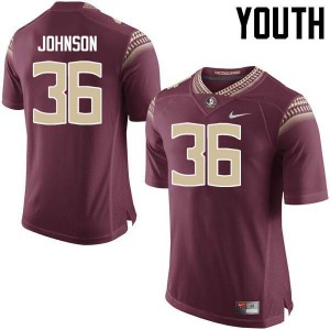 Youth Seminoles #36 Eric Johnson Garnet NCAA Jersey 953582-454