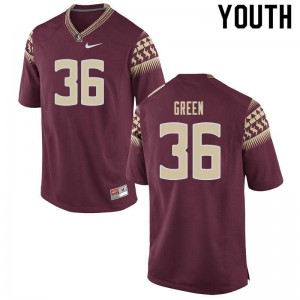 Youth FSU Seminoles #36 Renardo Green Garnet Embroidery Jerseys 783016-933