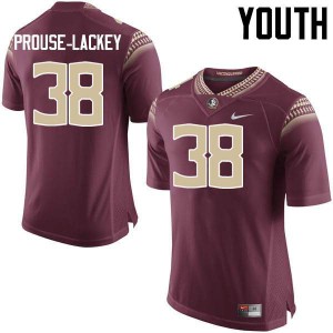 Youth FSU Seminoles #38 Izaiah Prouse-Lackey Garnet Embroidery Jersey 639680-591
