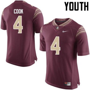 Youth Florida State Seminoles #4 Dalvin Cook Garnet Embroidery Jersey 884324-339