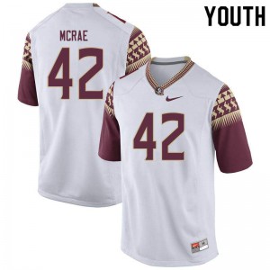 Youth Florida State #42 Jaleel Mcrae White Stitched Jersey 575905-627