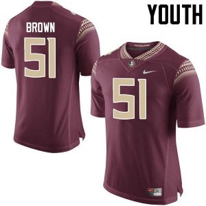Youth Florida State Seminoles #51 Joshua Brown Garnet Embroidery Jerseys 689326-822