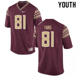 Youth Florida State Seminoles #81 Caleb Faris Garnet Stitched Jerseys 328262-659