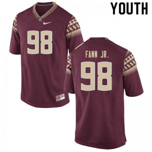 Youth FSU #98 Curtis Fann Jr. Garnet Football Jerseys 567625-397