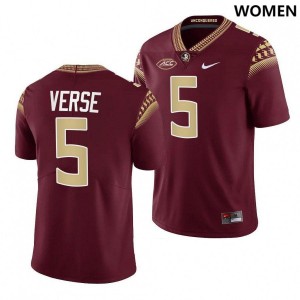 Womens FSU Seminoles #5 Jared Verse Garnet University Football Jersey 128412-237